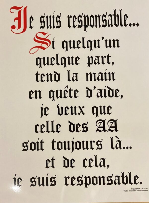 Affiche de la déclaration de responsabilité.