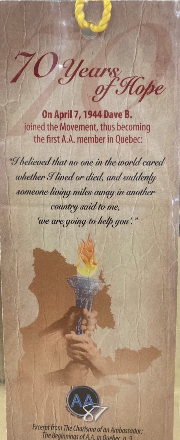 Bilingual bookmark "70 years of hope"