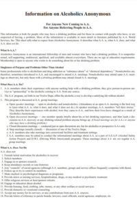 Information on Alcoholics Anonymous