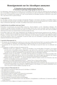 Renseignements sur les Alcooliques Anonymes