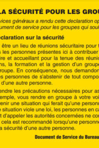 Carte sur la sécurité pour les groupes des AA