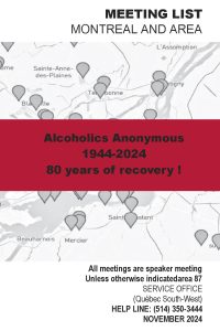 Listes de réunions de Montréal et montérégie, version  novembre 2024.