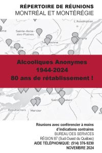 Listes de réunions de Montréal et montérégie, version novembre 2024.